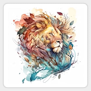 Lion Portrait Animal Painting Wildlife Outdoors Adventure Magnet